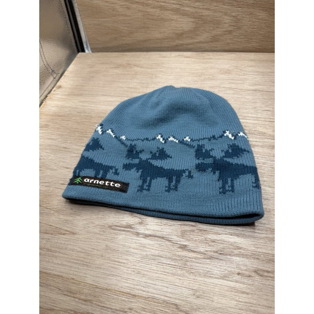 Vintage Arnette Knitt Winter Unisex Beanie Size M/L Moose Logo Hat